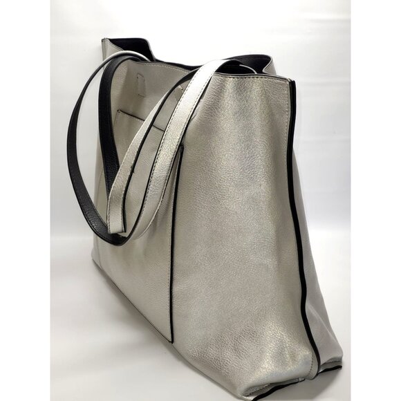 NWOT Stylish Women's Black/Silver Reversible Shoulder/Coin Purse Tote Bag 735 - Picture 8 of 8